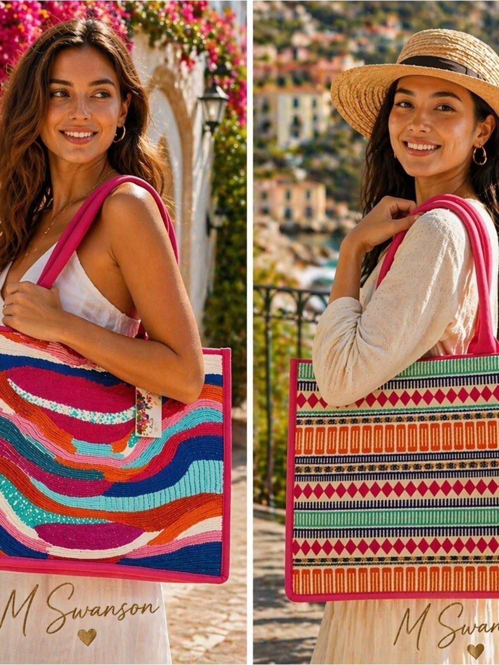 NEW America & Beyond Pink Sand Beaded Tote Depeche Summer Sounds Limited Edition